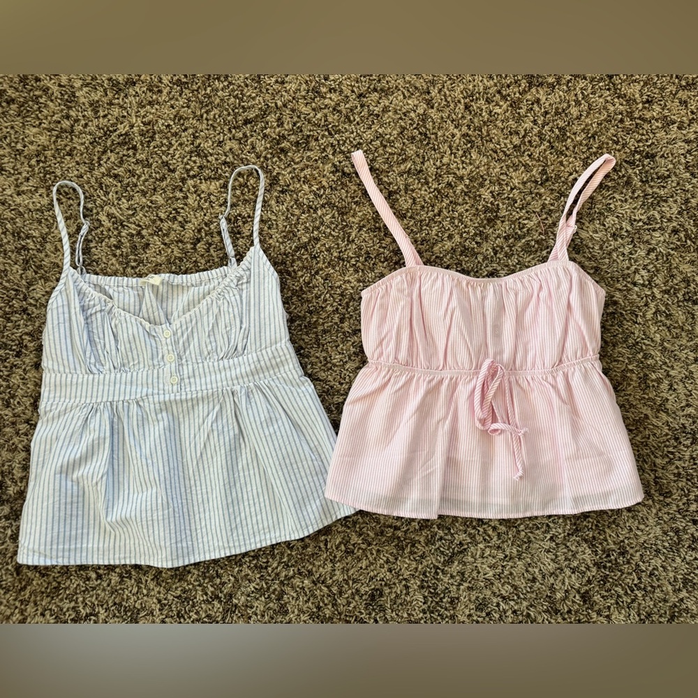 Striped Blue and Pink Sleeveless Tops